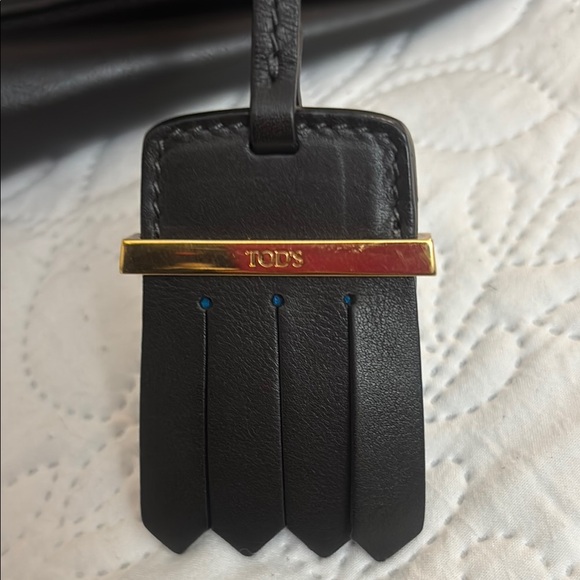 Tod's Vintage Black Leather Tote with Gold Accents Limited Edition Flower Bag - Picture 6 of 14